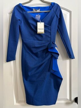Chiara Boni Cobalt Blue Draped Sheath Dress - Gorgeous and new with tags!
